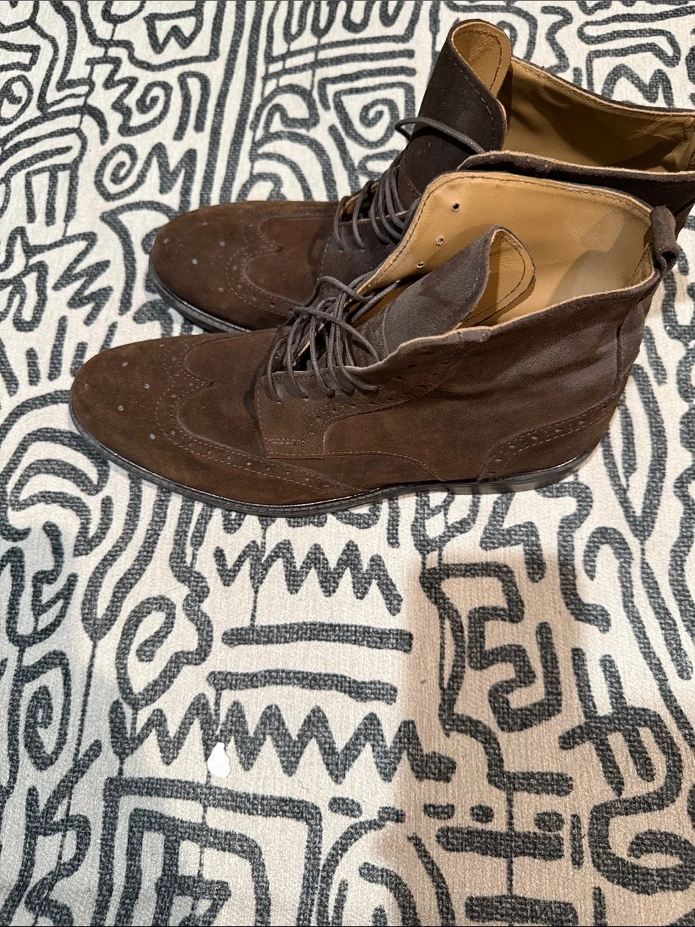 Men's Brown Suede Wingtip Chukka Boots - Classic Lace-Up